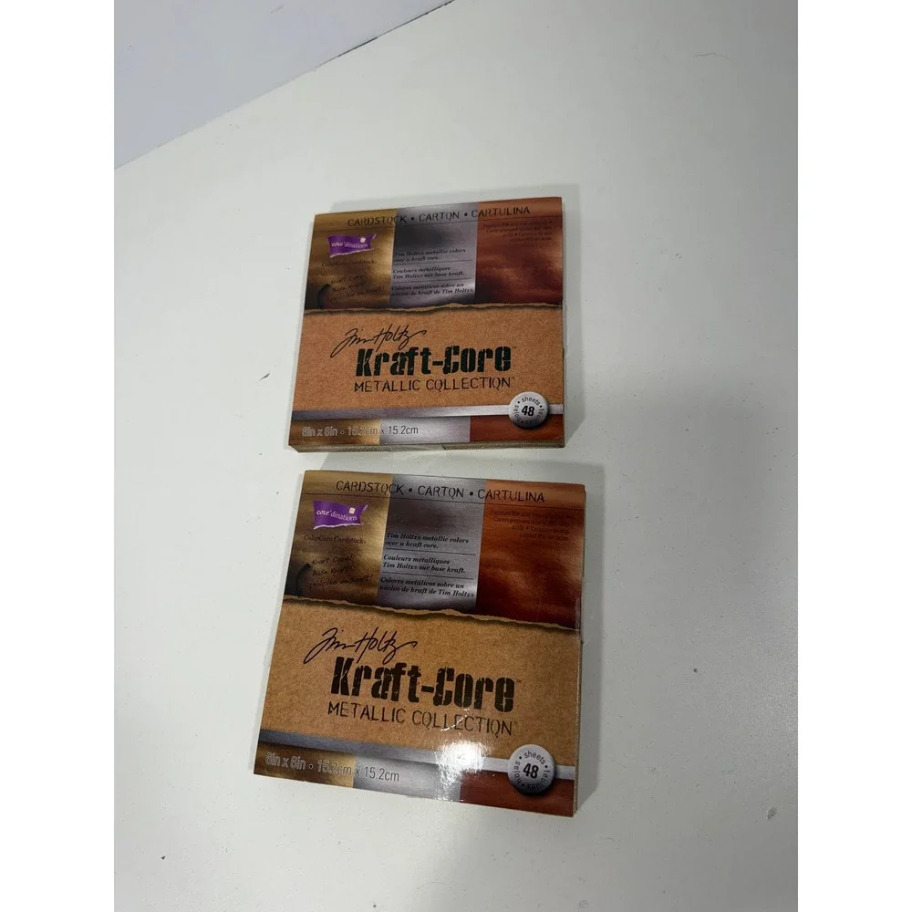 Tim Holtz Core'dinations Kraft-Core Metallic Cardstock 6x6 2 Pads 96 Sheets Tot.